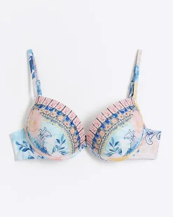 River Island diamante balconette bikini top Blue Best