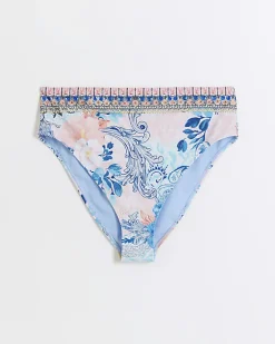 River Island diamante high waisted bikini bottoms Blue Best