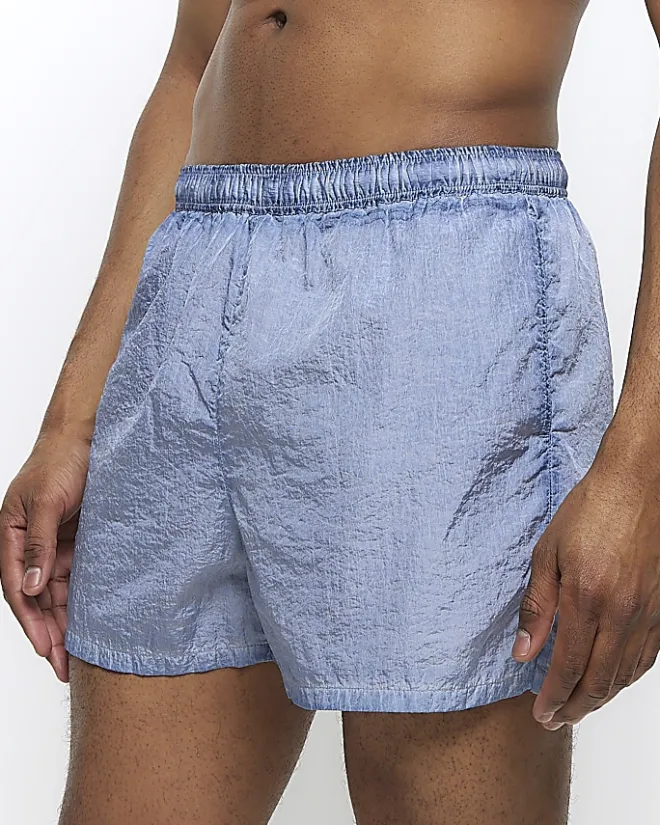 River Island elasticated swim shorts Blue Sale