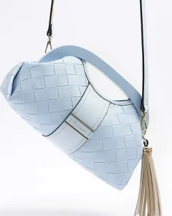 River Island embossed weave clutch bag Blue Discount