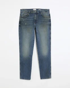River Island faded tapered fit jeans Blue New