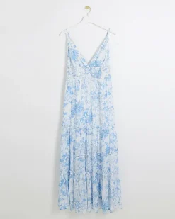 River Island floral beach maxi dress Blue Outlet