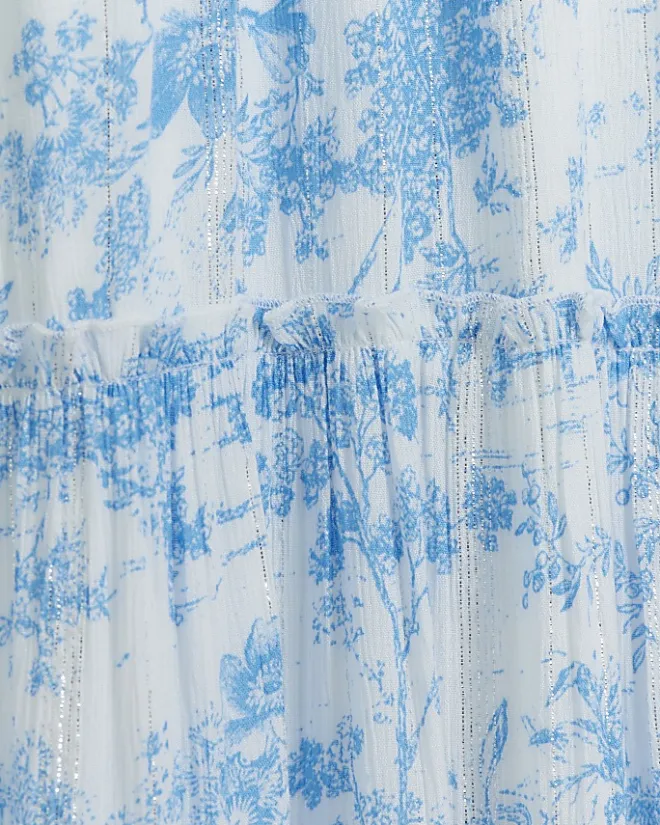River Island floral beach maxi dress Blue Outlet