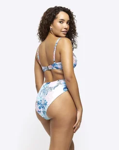 River Island fuller bust embellished bikini top Blue Best