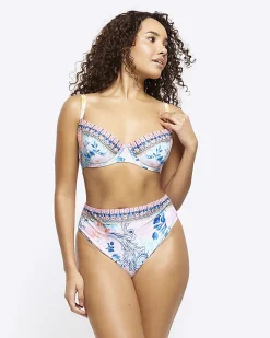 River Island fuller bust embellished bikini top Blue Best