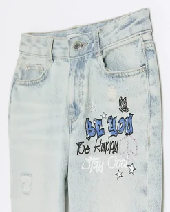 River Island graffiti ripped jeans Blue Online