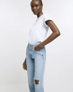 River Island high rise stove pipe straight leg jeans Blue Fashion