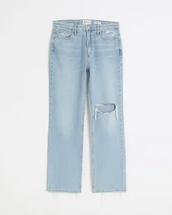 River Island high rise stove pipe straight leg jeans Blue Fashion