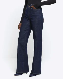 River Island high rise wide leg jeans Blue New