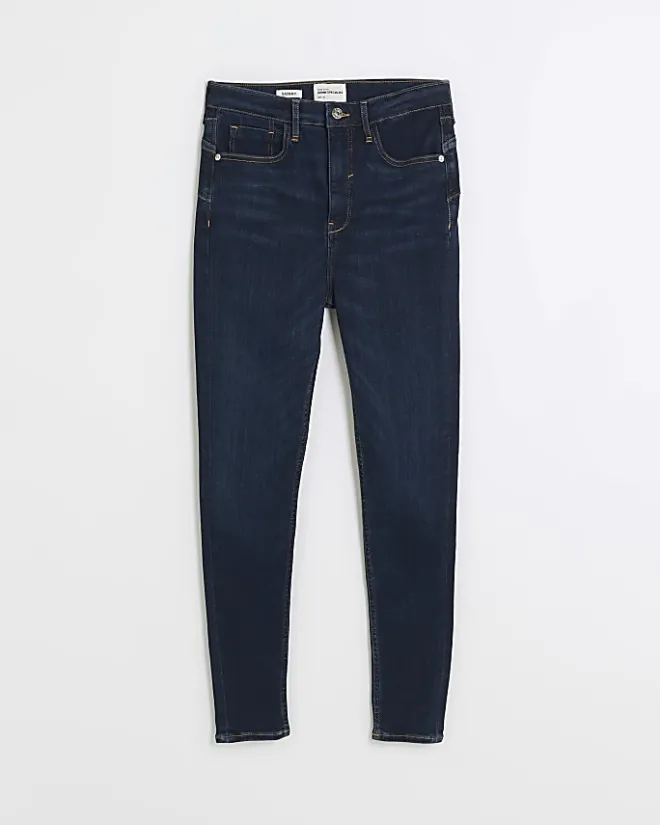 River Island high waist bum sculpt skinny jeans Blue Clearance