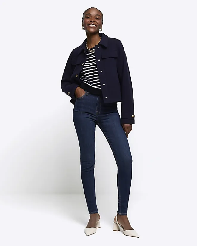 River Island high waist bum sculpt skinny jeans Blue Clearance