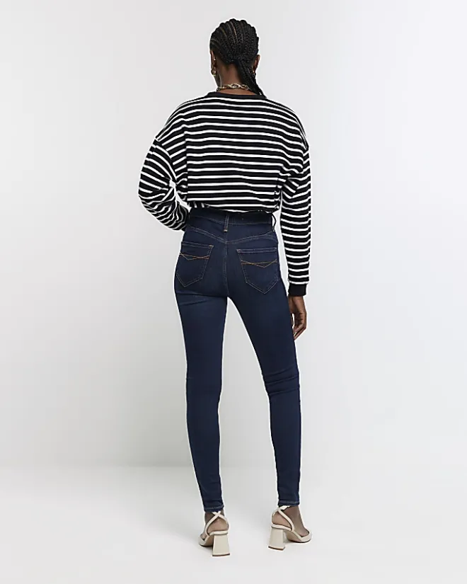 River Island high waist bum sculpt skinny jeans Blue Clearance