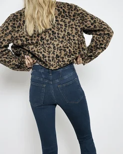 River Island high waist flare jeans Blue Outlet