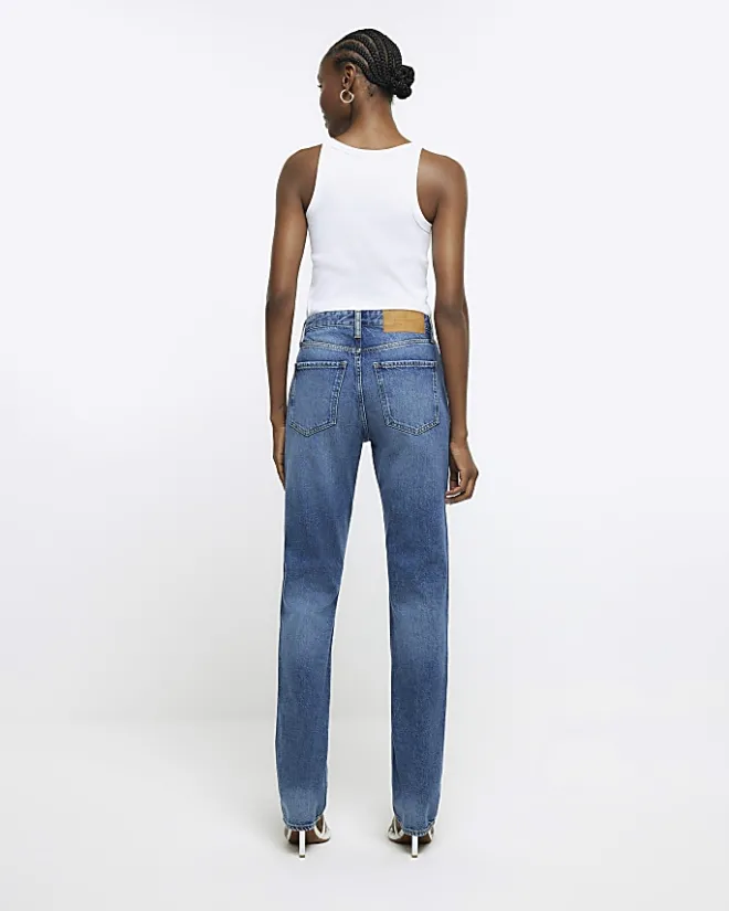 River Island high waist straight leg jeans Blue Best