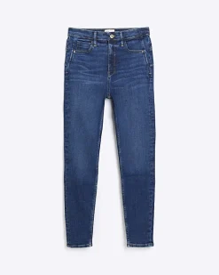 River Island high waisted bum sculpt skinny jeans Blue Fashion