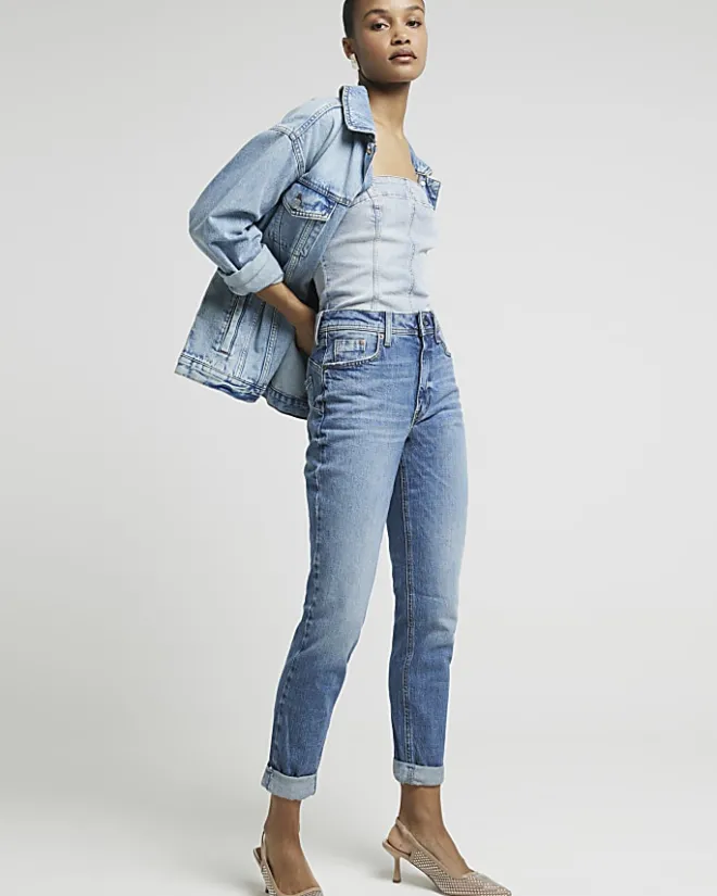 River Island high waisted bum sculpt mom jeans Blue Best