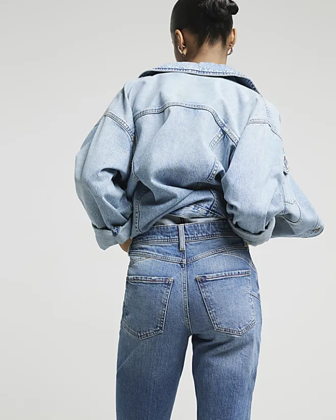 River Island high waisted bum sculpt mom jeans Blue Best