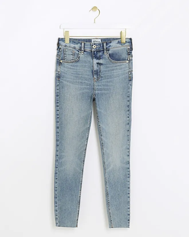 River Island high waisted bum sculpt skinny jeans Blue New