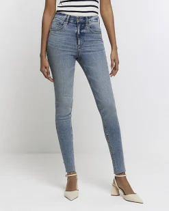 River Island high waisted bum sculpt skinny jeans Blue New