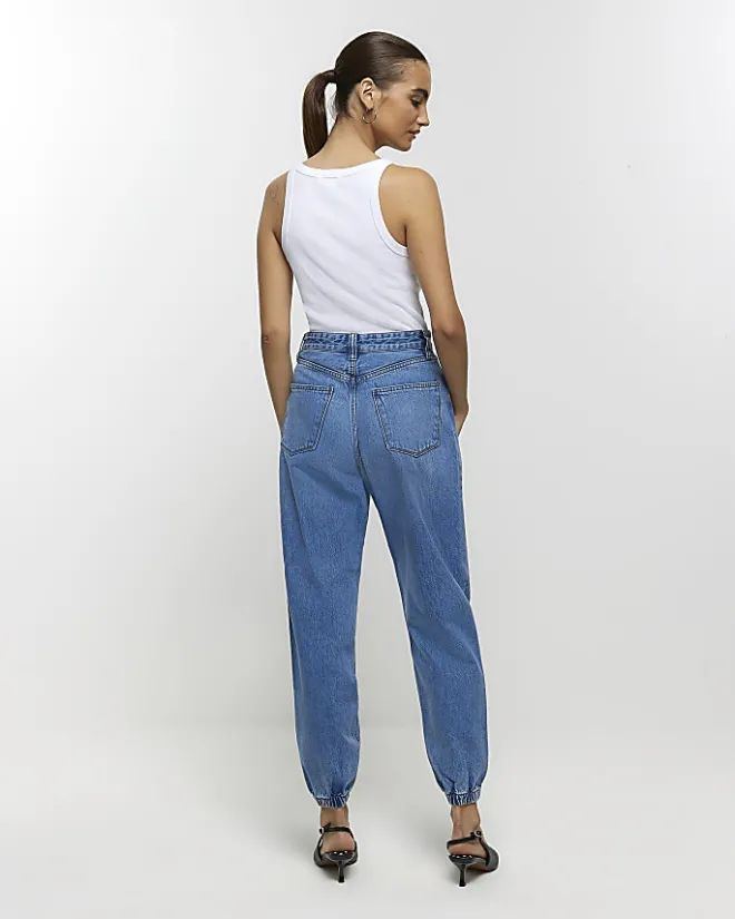River Island high waisted jogger jeans Blue Fashion
