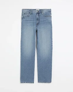 River Island high waisted relaxed straight leg jeans Blue Best