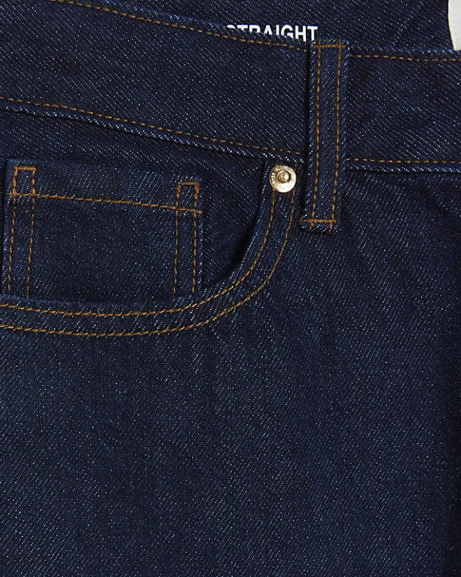 River Island high waisted relaxed straight leg jeans Blue Clearance
