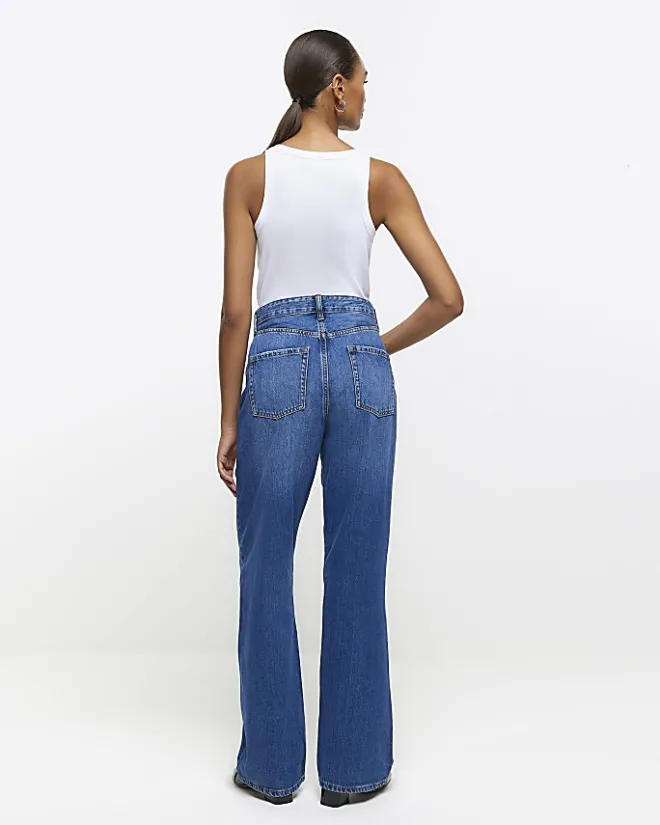 River Island high waisted relaxed straight leg jeans Blue Sale