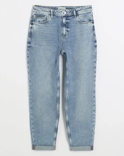 River Island high waisted relaxed boyfriend jeans Blue Discount