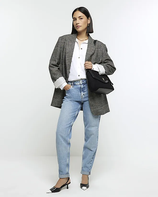 River Island high waisted relaxed boyfriend jeans Blue Discount