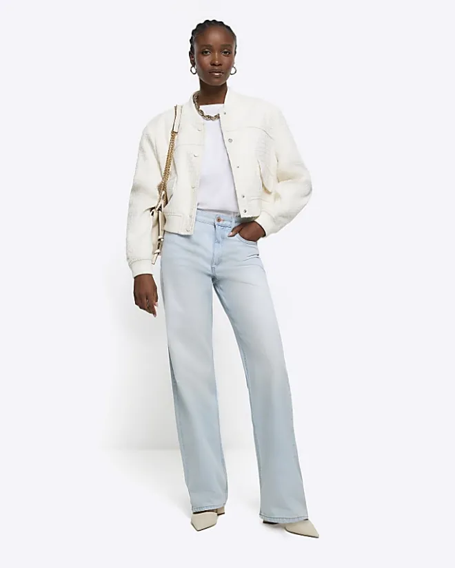 River Island high waisted relaxed straight leg jeans Blue Sale