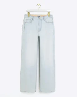 River Island high waisted relaxed straight leg jeans Blue Sale