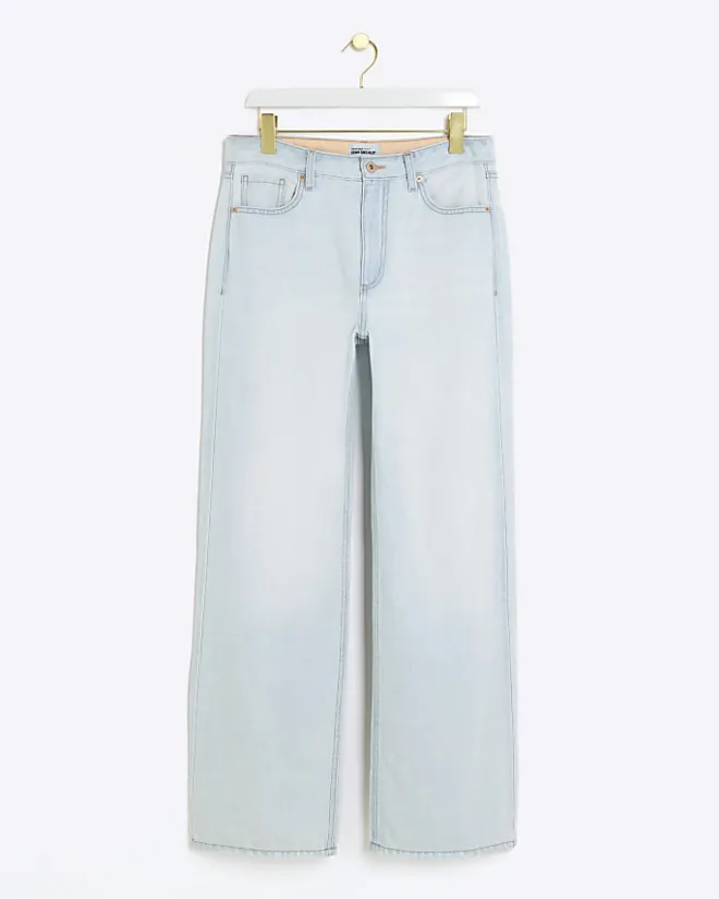 River Island high waisted relaxed straight leg jeans Blue Sale