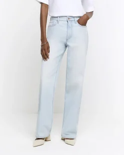 River Island high waisted relaxed straight leg jeans Blue Sale
