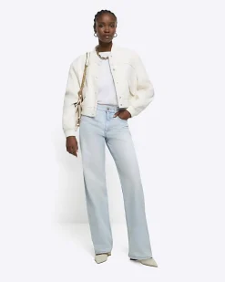 River Island high waisted relaxed straight leg jeans Blue Sale