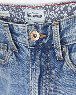 River Island high waisted relaxed straight rip jeans Blue Sale