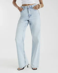 River Island high waisted relaxed straight fit jeans Blue Outlet