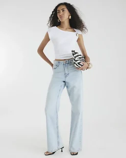 River Island high waisted relaxed straight fit jeans Blue Outlet
