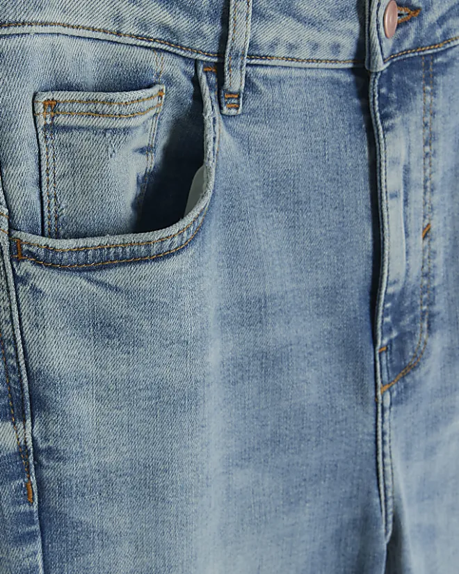 River Island high waisted ripped jeggings Blue Online