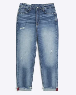 River Island high waisted sculpt mom jeans Blue Online