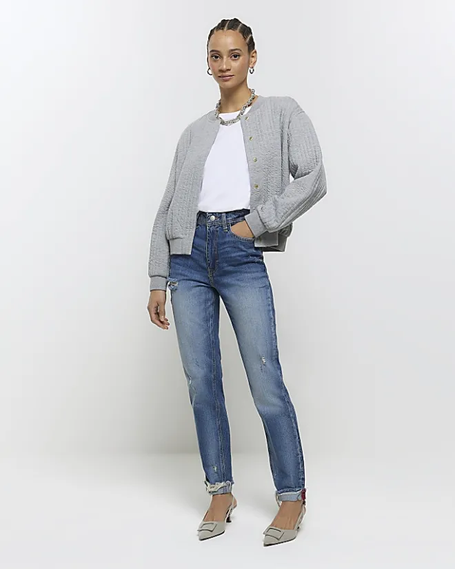 River Island high waisted sculpt mom jeans Blue Online