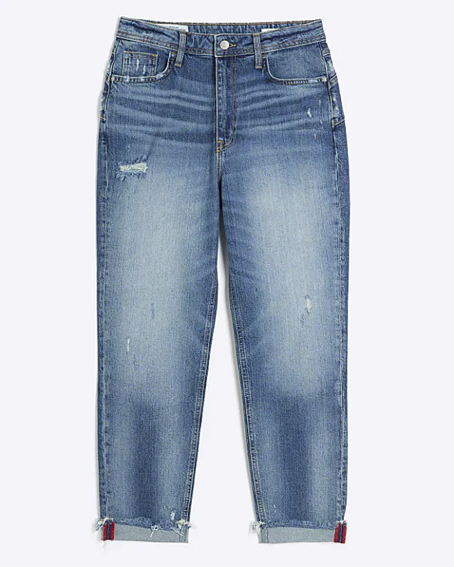 River Island high waisted sculpt mom jeans Blue Online