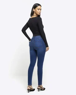 River Island high waisted skinny jeans Blue Online