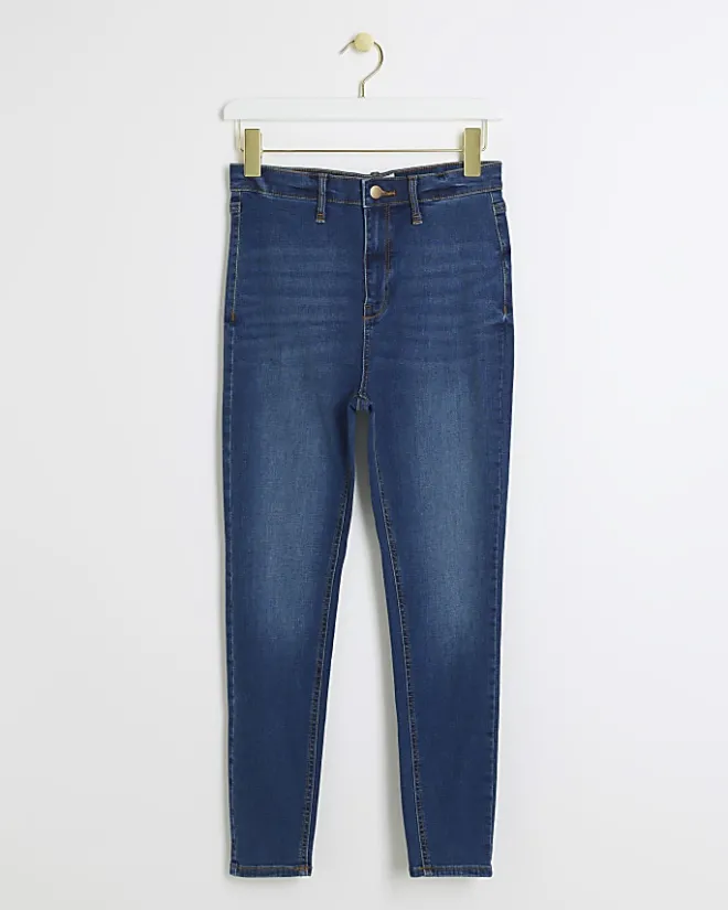 River Island high waisted skinny jeans Blue Online