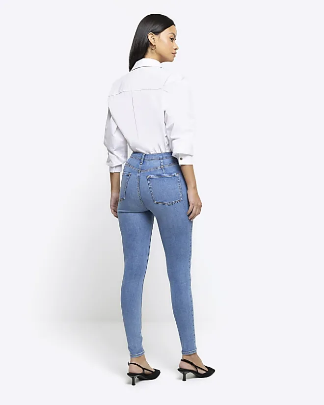 River Island high waisted skinny jeans Blue Best