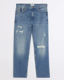 River Island high waisted slim fit ripped jeans Blue Sale
