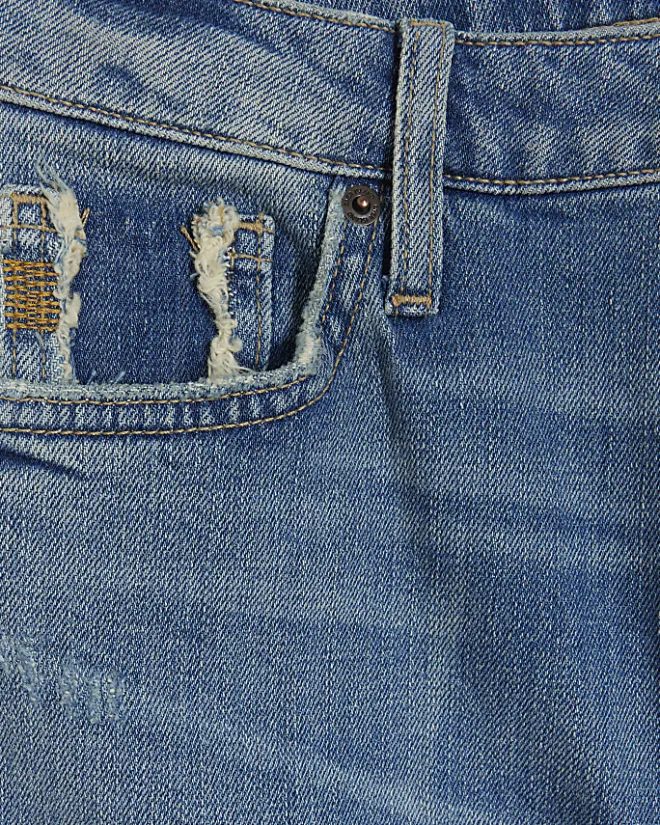 River Island high waisted slim fit ripped jeans Blue Sale