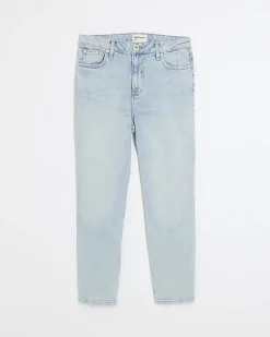 River Island high waisted slim fit straight jean Blue Outlet