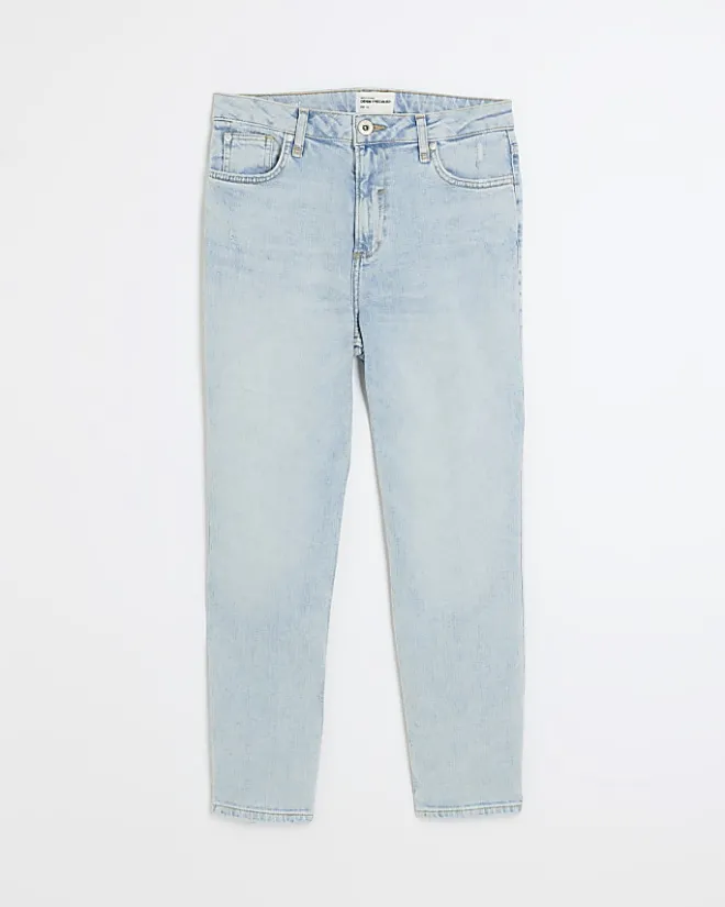 River Island high waisted slim fit straight jean Blue Outlet