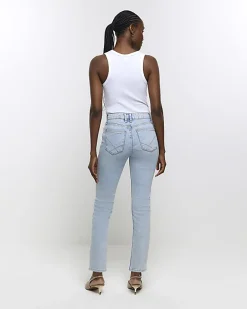 River Island high waisted slim fit straight jean Blue Outlet