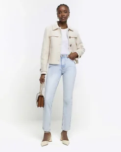 River Island high waisted slim fit straight jean Blue Outlet